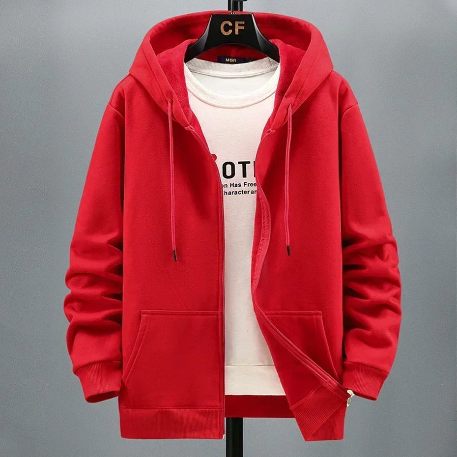 Large Size Men's Zip Up Hooded Sweatshirt - VogeLuxe