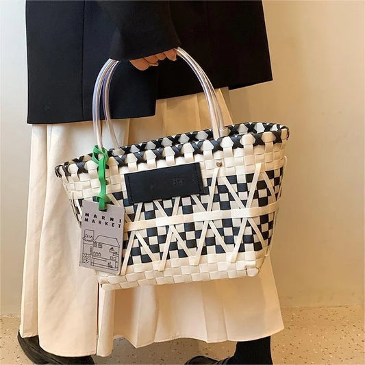 Big Natural Woven Tote Bag – Casual Summer Shoulder Bag - BritishElegance