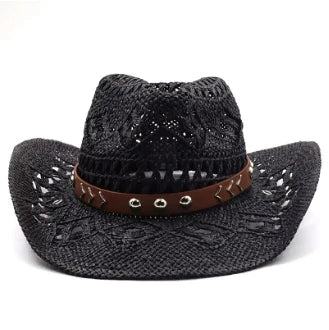 Rustic Summer Cowboy Hat with Wooden Beads