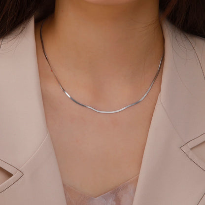 Luxury Silver Tone Snake Chain Necklace