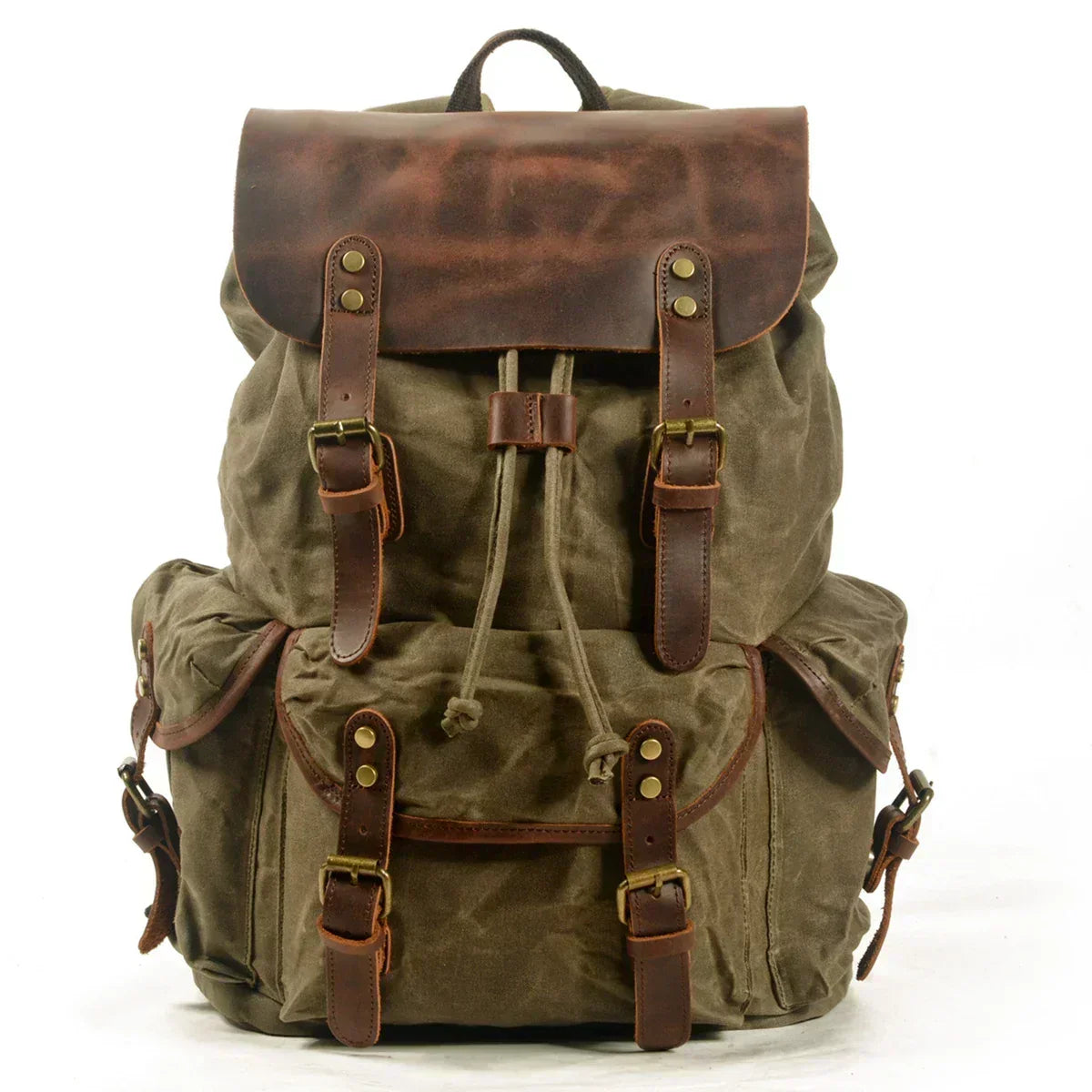 Durable Canvas Leather School Backpack