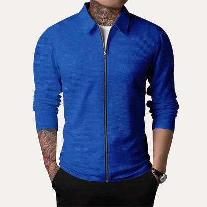 VogeLuxe | Men’s Textured Zip Up Collared Jacket