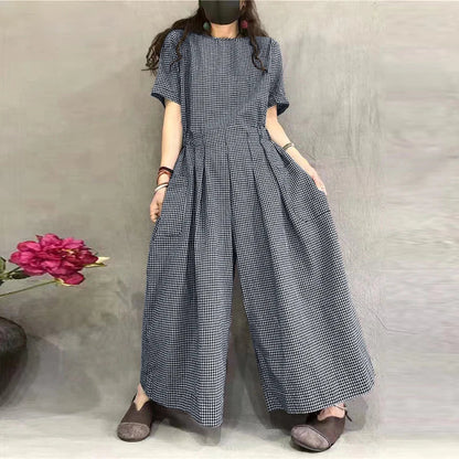 Floral Loose-Fit Jumpsuit - Elastic Waist Summer Romper