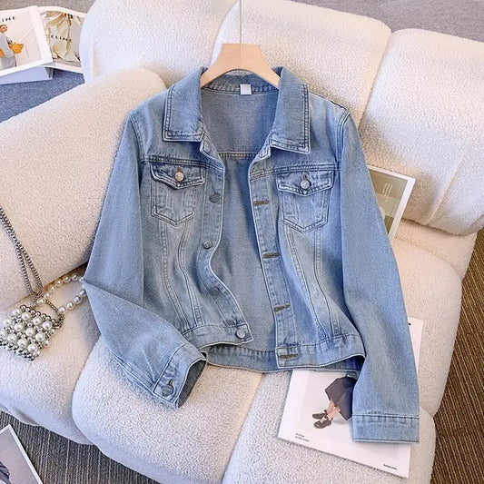 Women's Classic Distressed Denim Jacket Coat - VogeLuxe