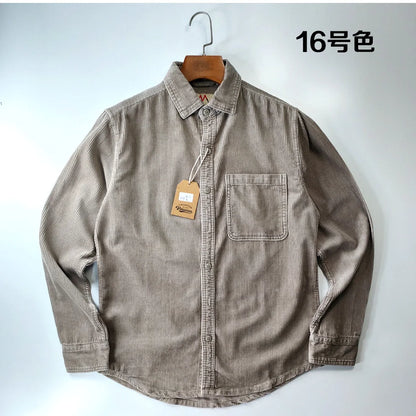 Classic Casual Corduroy Button Down Shirt for Men