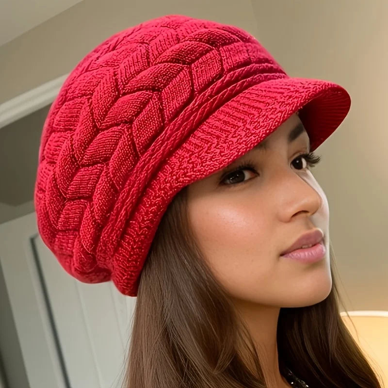 Classic Warm Beanie Hat with Brim