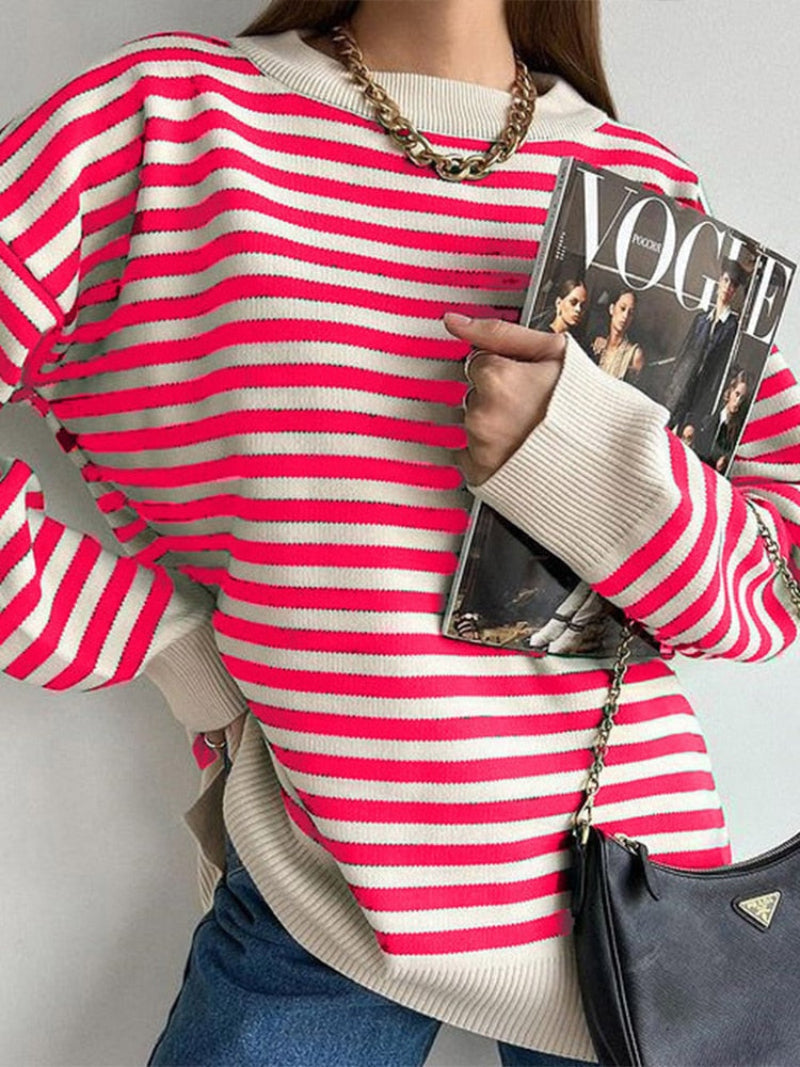 Cozy Women's Large Striped Winter Sweater