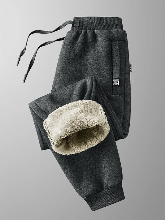 Warm Jog Pants with Fleece Lining and Zip Pockets - VogeLuxe