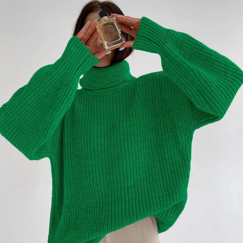 Soft Women's Cable Knit Turtleneck Sweater