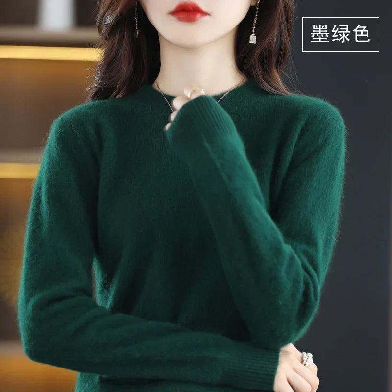 Luxury Cashmere Crew Neck Slim Fit Women's Sweater