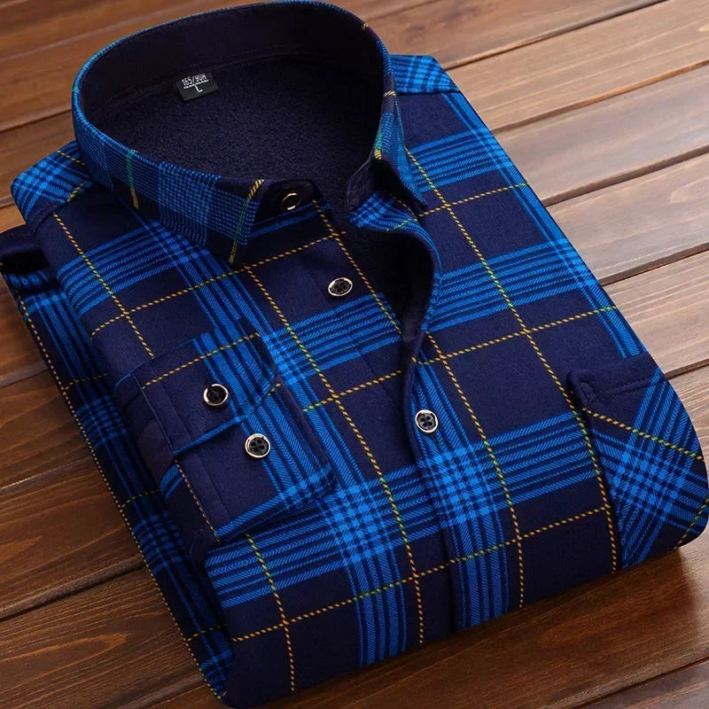 Cozy Plaid Flannel Shirt for Men - Warm Fleece Lined