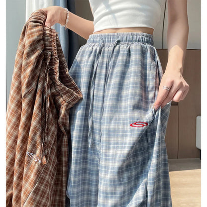 Trendy Plaid High Waist Women's Jogger Pants - BritishElegance