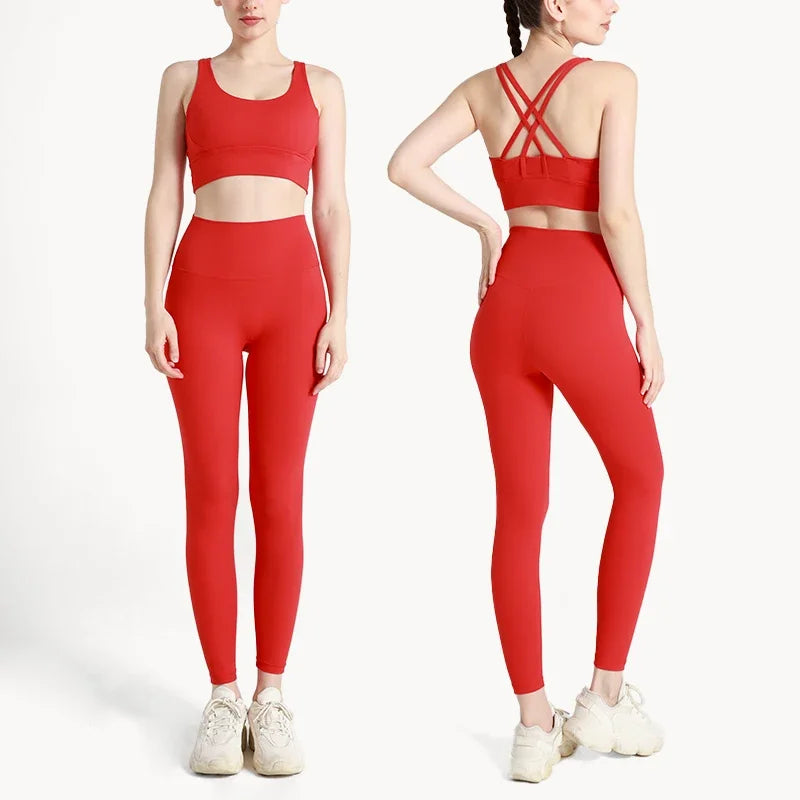 Women's Breathable Yoga Set 2 Piece Sports Leggings Top