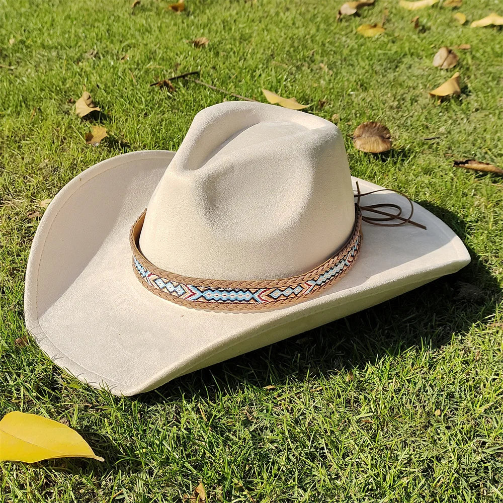 Soft Wide Brim Cowboy Hat Adjustable Size - VogeLuxe