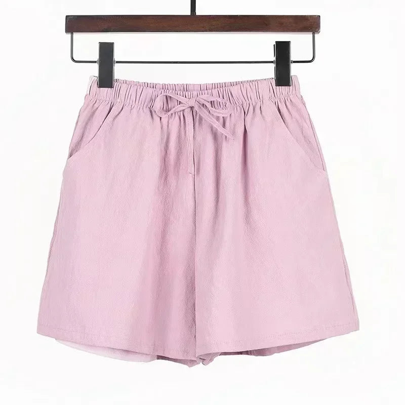 Relaxed Fit Linen Beach Shorts for Women