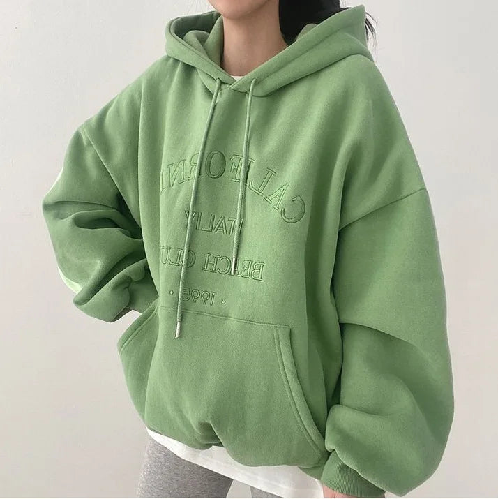 Cozy Women's Loose Fit Hooded Sweatshirt with Pockets - VogeLuxe