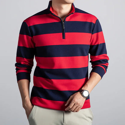Classic Striped Crew Neck Long Sleeve Shirt – Cozy Fall Favorite