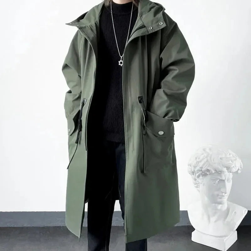 Olive Green Waterproof Hooded Jacket For Men - VogeLuxe