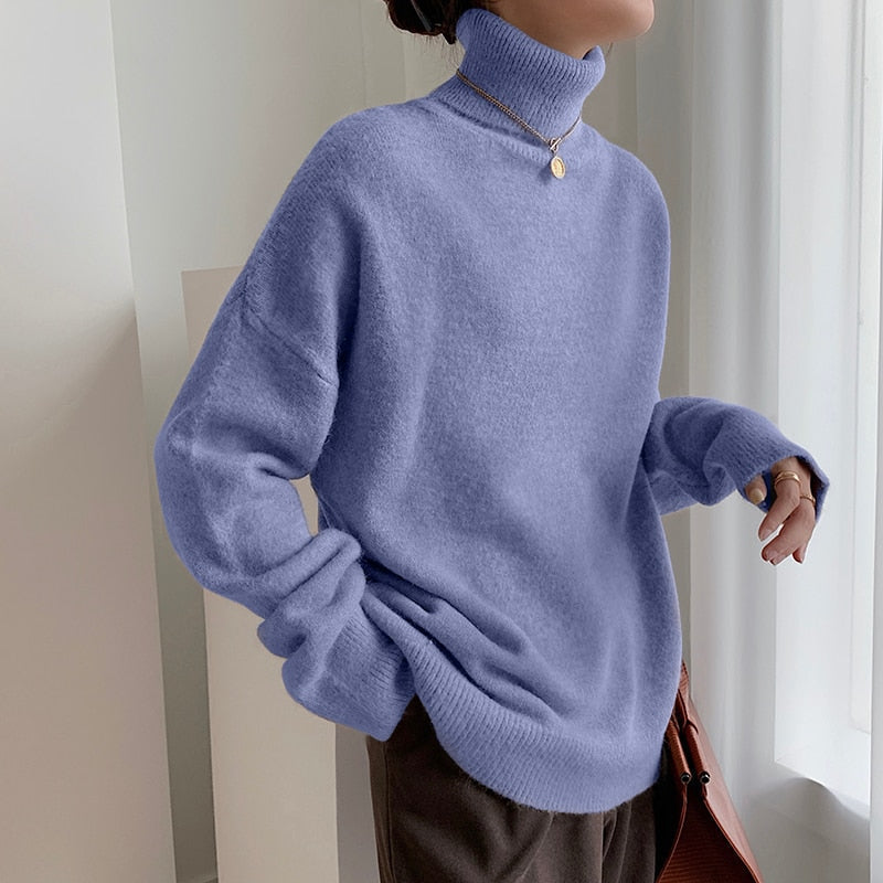 Cozy Oversized Winter Knit Turtleneck Sweater