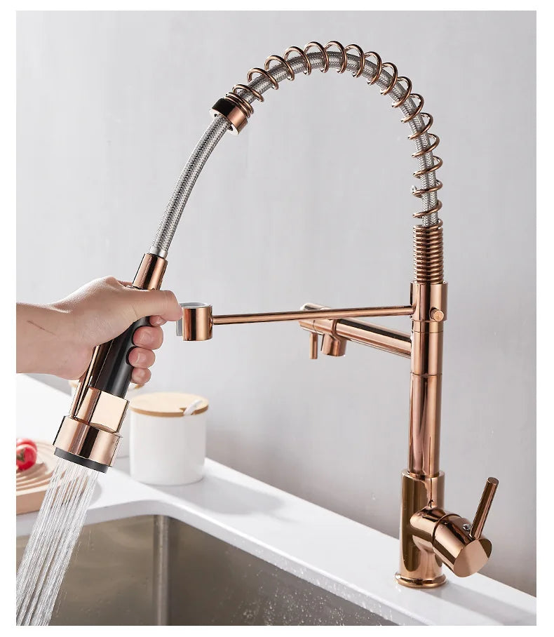 Luxury 2 Handle Kitchen Faucet In Black And Gold