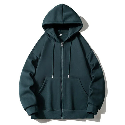 Large Size Men's Zip Up Hooded Sweatshirt
