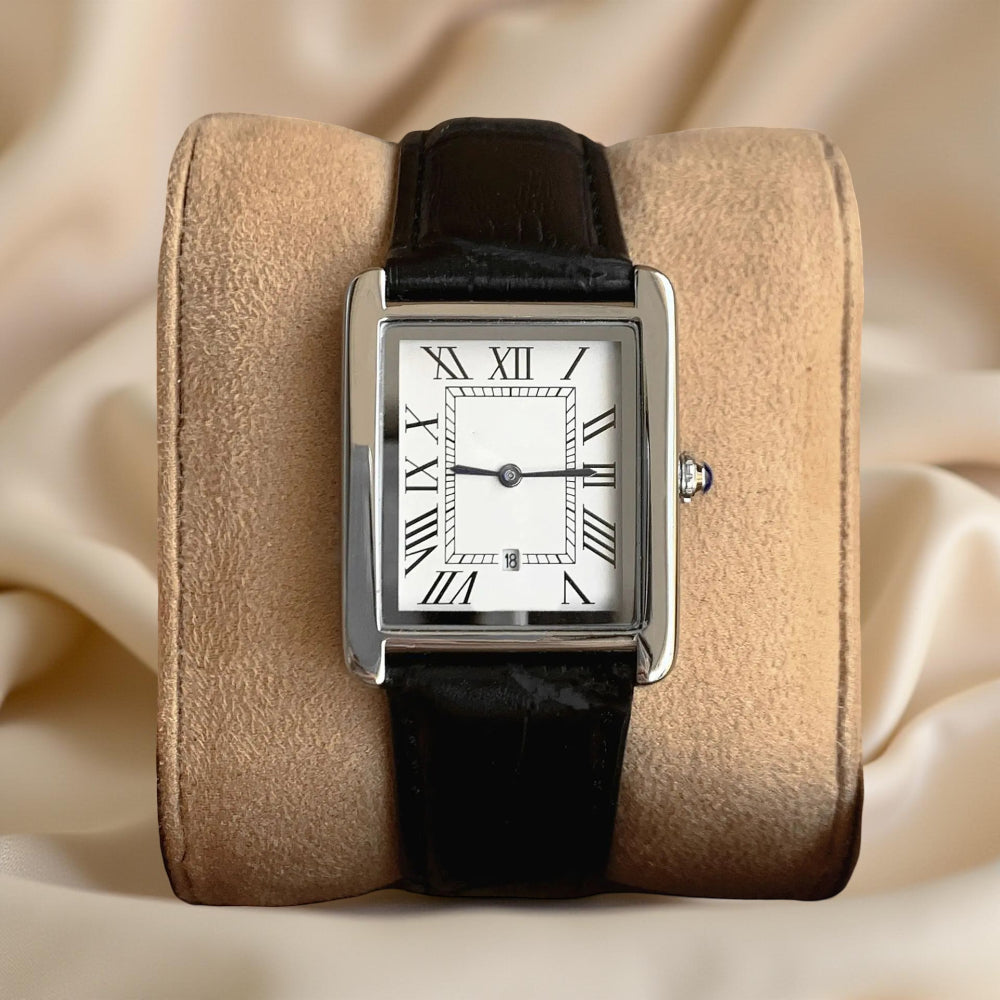 Men's Vintage Leather Square Face Watch