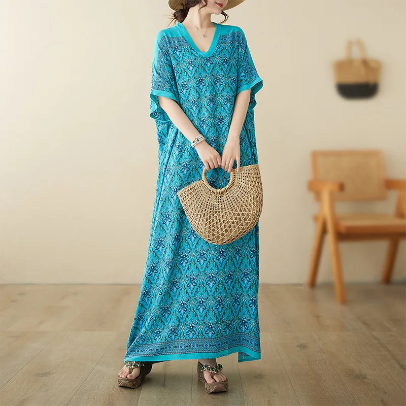 Free-Spirited Global Maxi Sundress - Relaxed Casual Wear