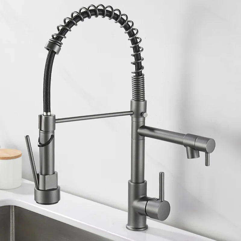 Luxury 2 Handle Kitchen Faucet In Black Gold Finish