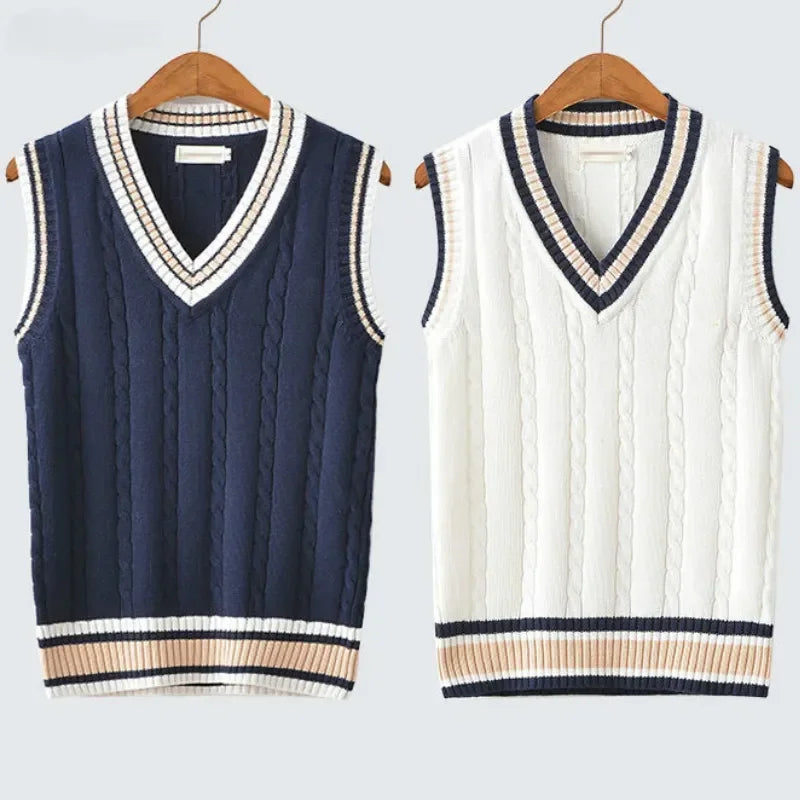 Stylish Knit Vest Sweater – Comfortable V-Neck Top - VogeLuxe