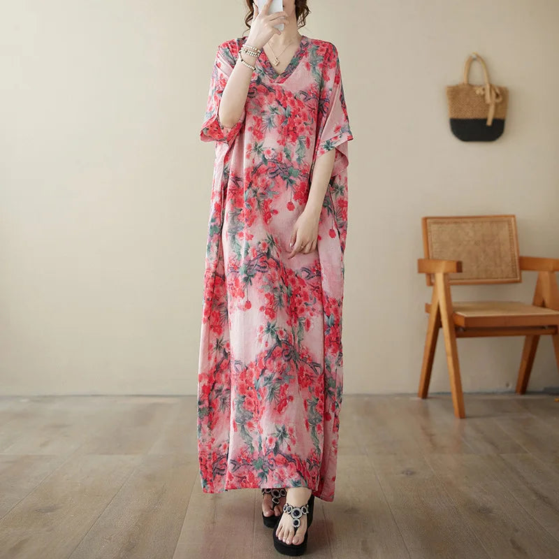 Free-Spirited Global Maxi Sundress - Relaxed Casual Wear