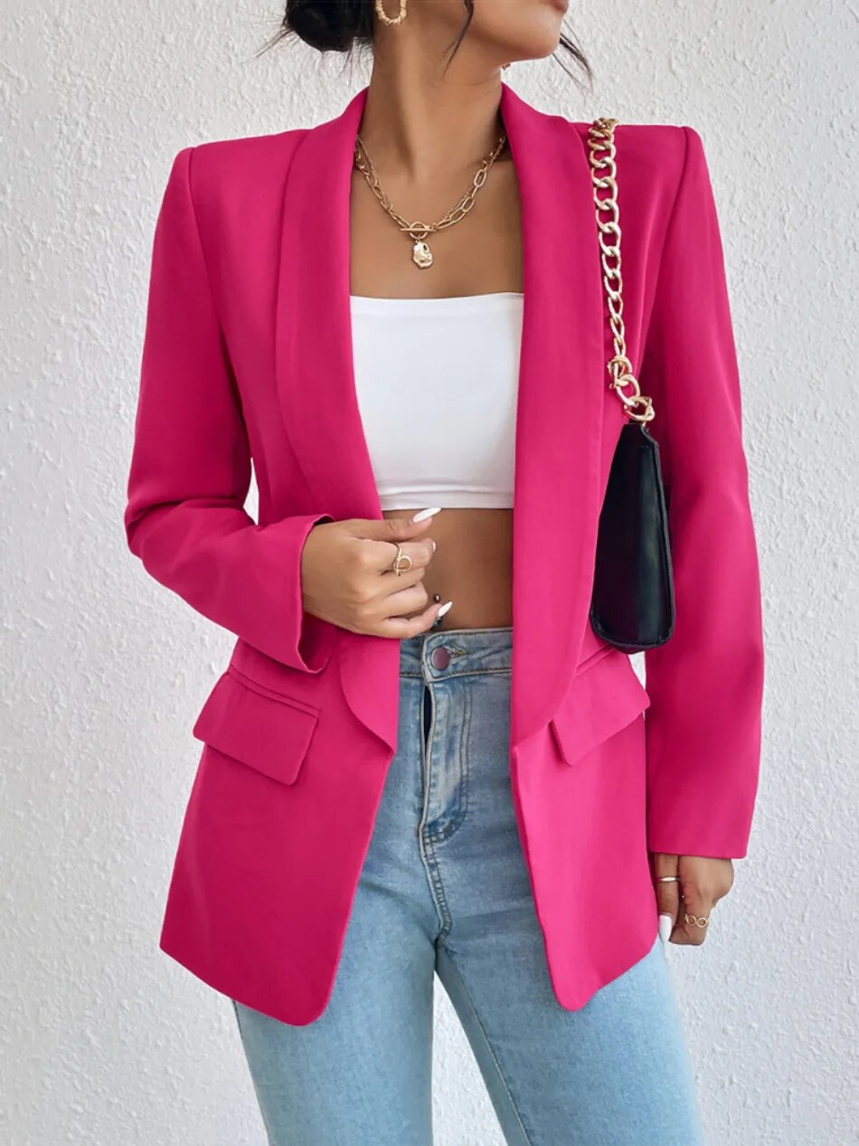 Women's Chic Fit Open Front Jacket with Pockets