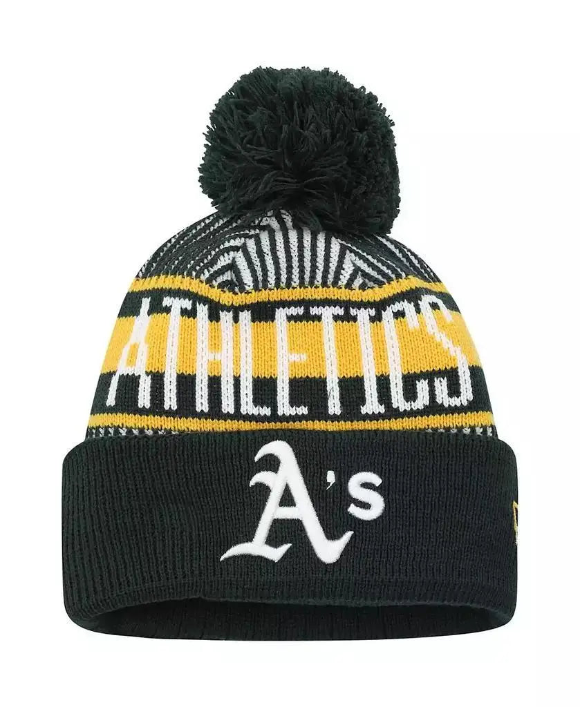 Official Oakland Athletics Kids Green Beanie Hat with Pom - BritishElegance