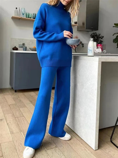 Cozy Women's Sweater Turtleneck Jumpsuit Set