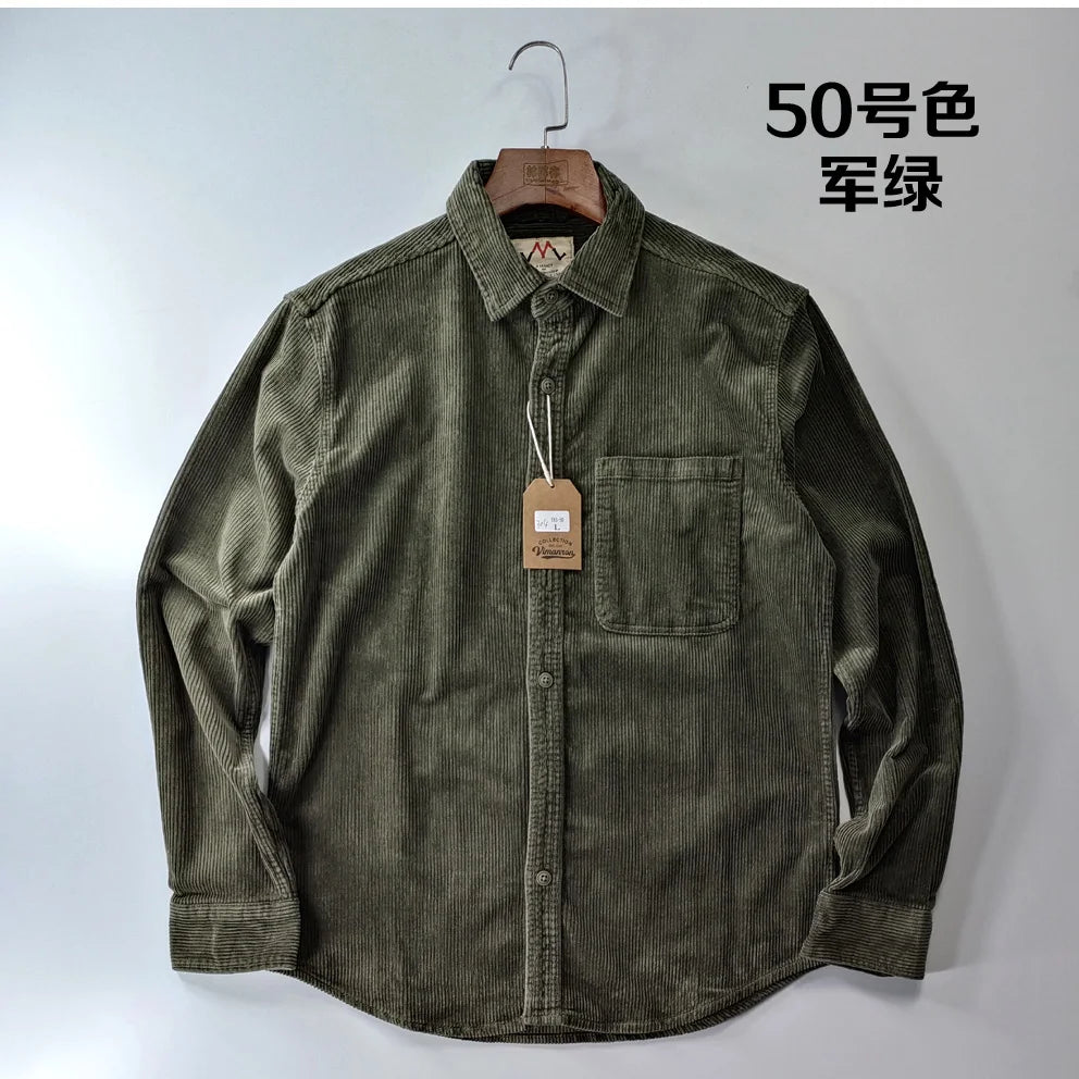Classic Casual Corduroy Button Down Shirt for Men
