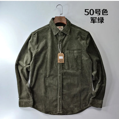 Classic Casual Corduroy Button Down Shirt for Men