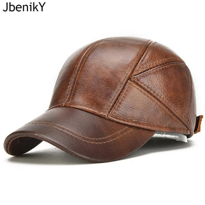 Authentic Leather Beanie Baseball Cap – Premium Cowhide Warm Hat - VogeLuxe