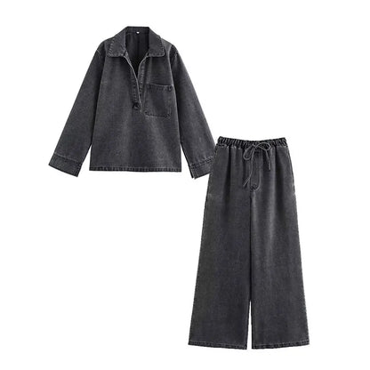 Ladies Comfortable Jeans Two Piece Outfit