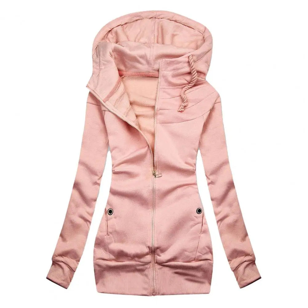 Women's Cozy Fitted Zip Up Hooded Jacket