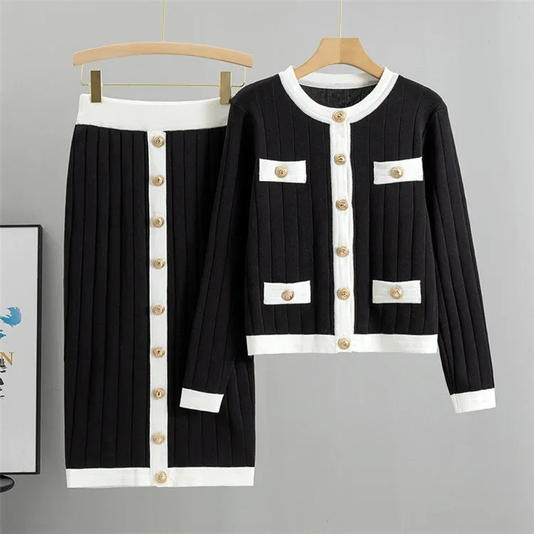 Ladies' Chic Knitted Co-ord Top and Skirt Set