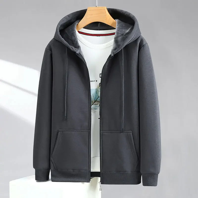 Large Size Men's Zip Up Hooded Sweatshirt