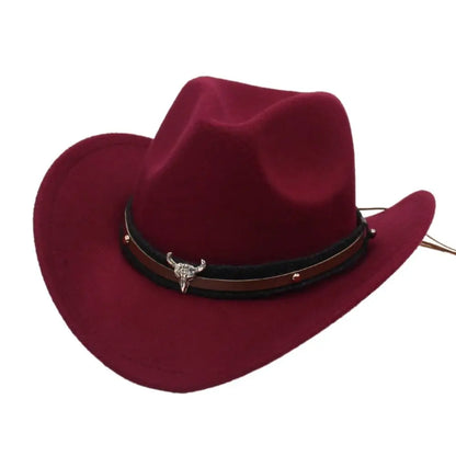Classic Cowboy Felt Hat with Bull Design