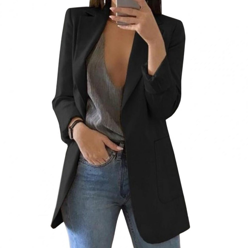 Relaxed Fit Open Front Jacket for Women - VogeLuxe