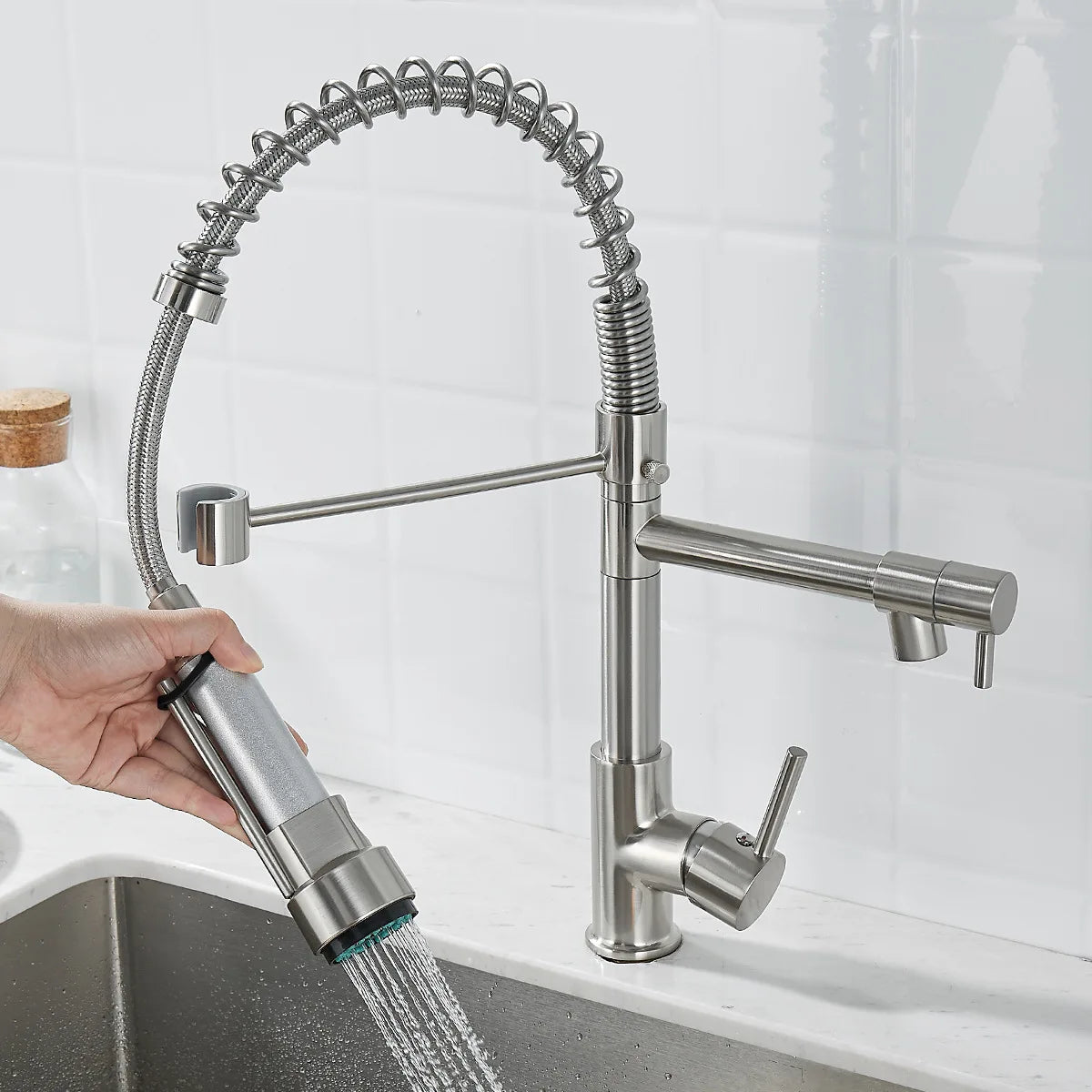 Luxury 2 Handle Kitchen Faucet In Black Gold Finish