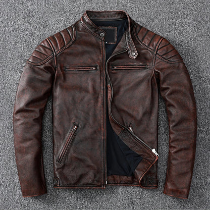 Genuine Leather Fur Trimmed Bomber Jacket