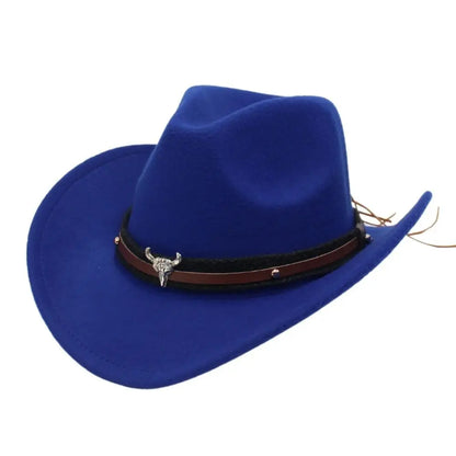 Classic Cowboy Felt Hat with Bull Design