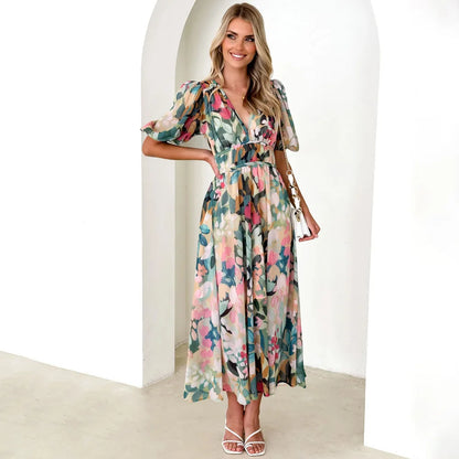Chic Floral Maxi Dress - Comfortable & Elegant Vacation Wear