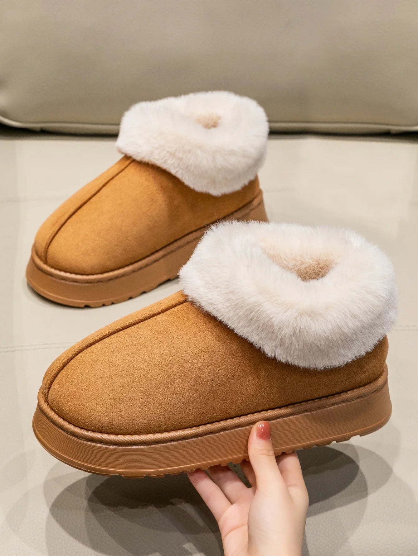 Cozy Faux Fur Slipper Boots for Women - Warm Winter Shoes