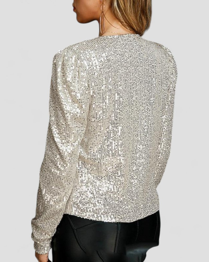 VogeLuxe | Women’s Gold Sequin Party Blazer