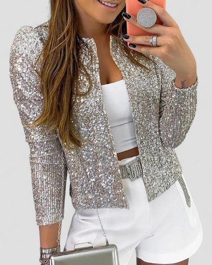 VogeLuxe | Women’s Gold Sequin Party Blazer