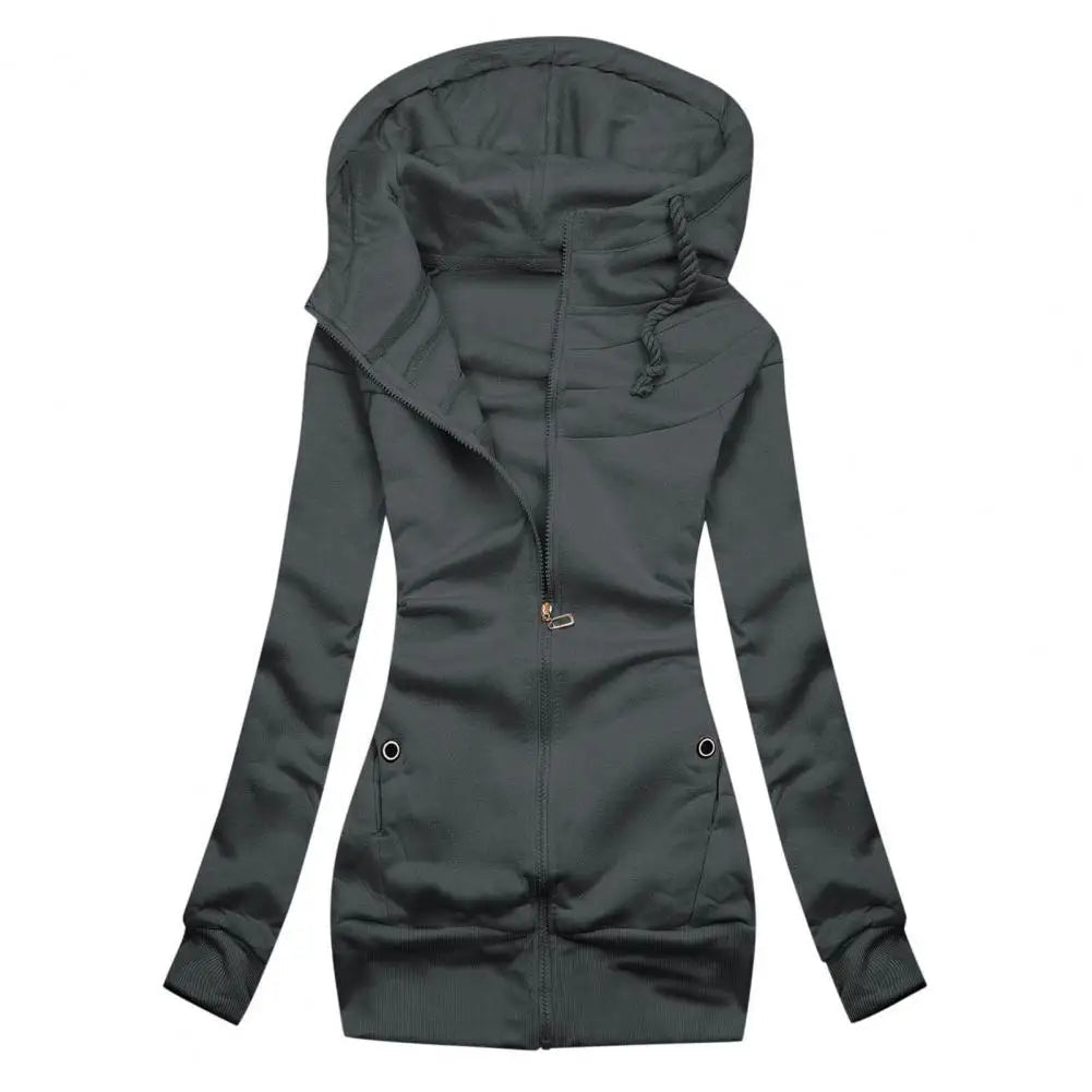Women's Cozy Fitted Zip Up Hooded Jacket - VogeLuxe